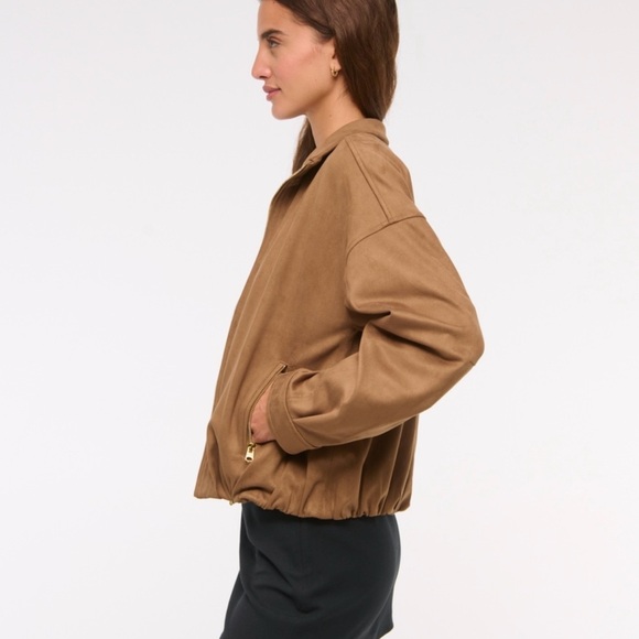Abercrombie & Fitch Women’s Vegan Suede Bubble Bomber Jacket - Picture 3 of 10